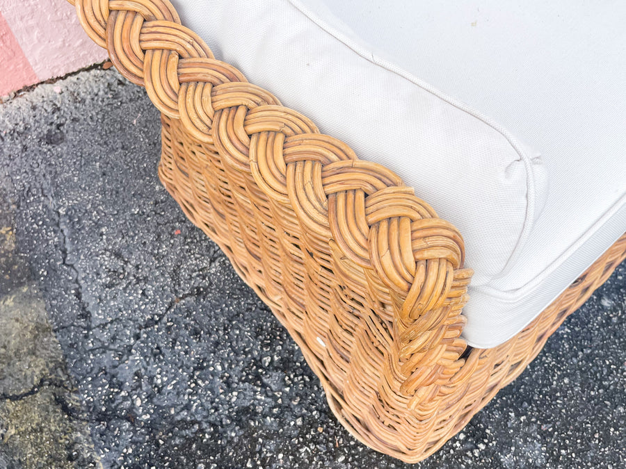 Pair of Braided Rattan Lounge Chairs