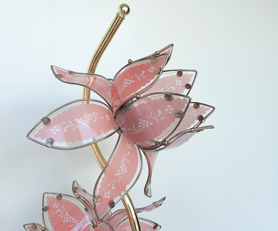 Pair of Pink Lotus Flower Lamps