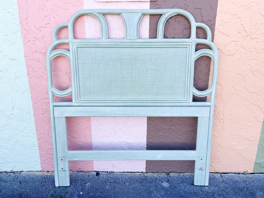 Pair of Ficks Reed Rattan Seafoam Twin Headboards