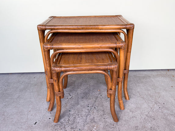 Trio of Rattan Nesting Tables