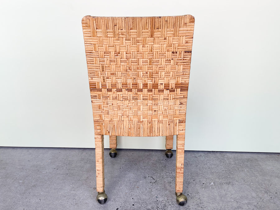 Pair of Rattan Side Chairs on Casters