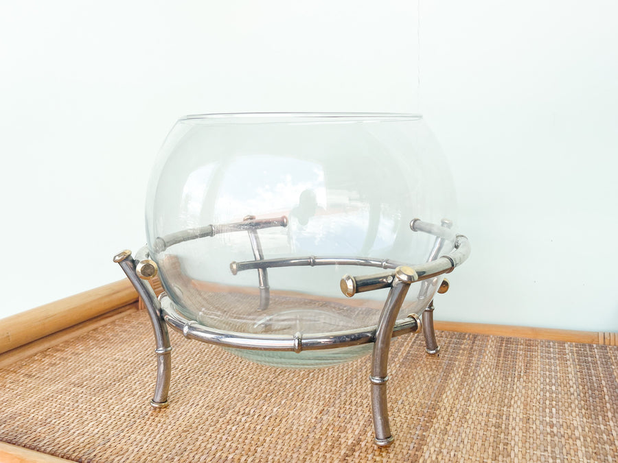 Faux Bamboo Silver Punch Bowl