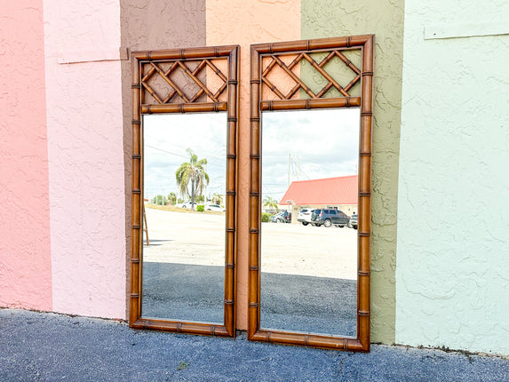 Pair of Faux Bamboo Chippendale Mirrors