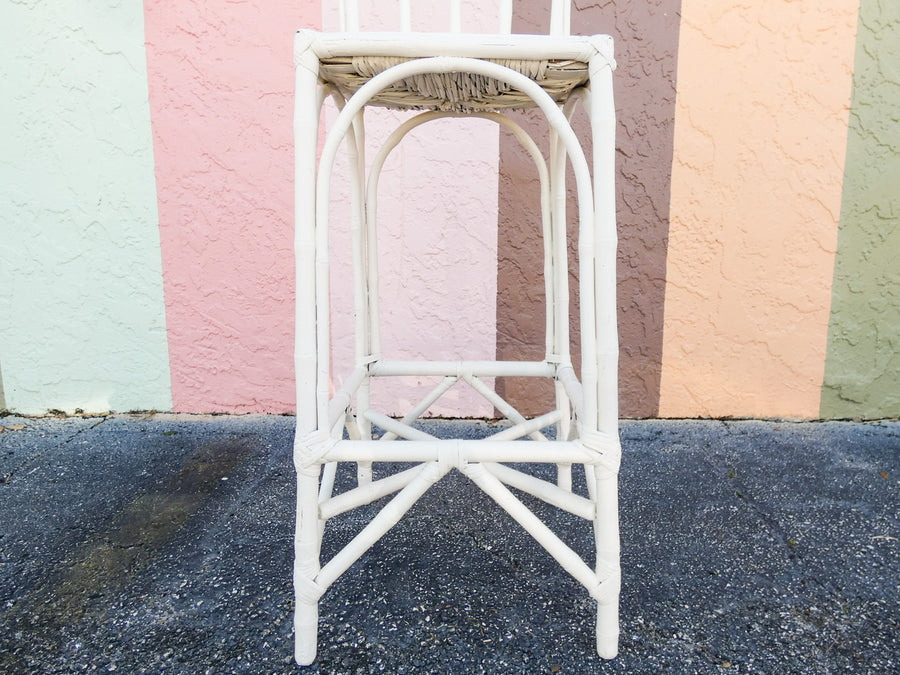 Pair of Old Florida Rattan Bar Stools