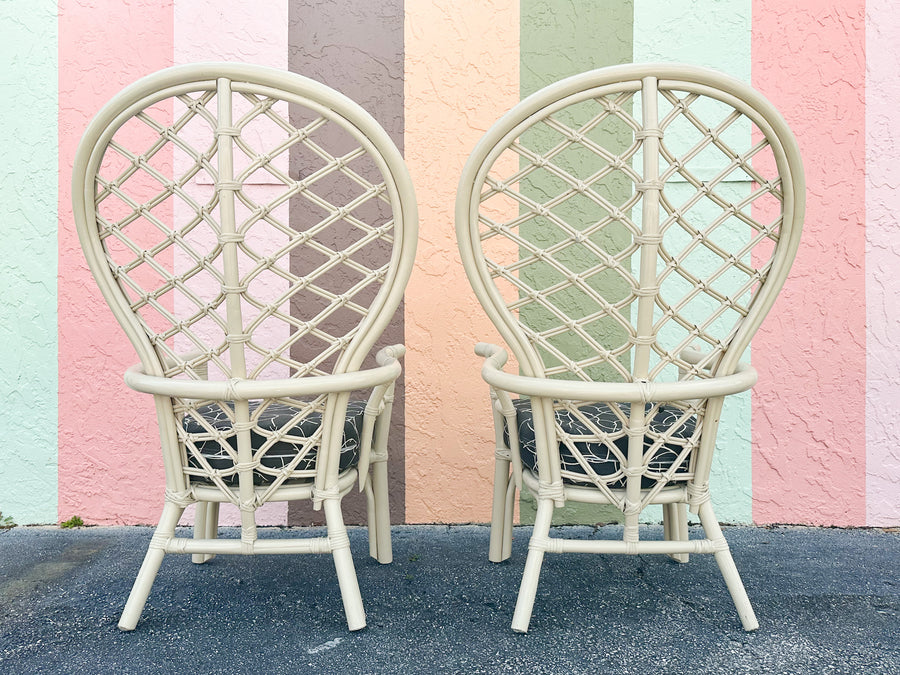 Pair of Ficks Reed Rattan Balloon Back Chairs