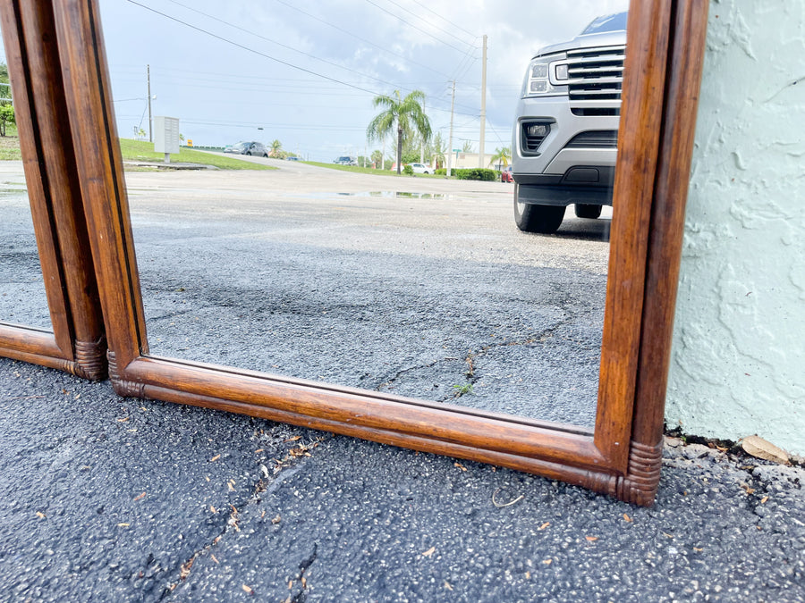 Pair of Handsome Ficks Reed Rattan Mirrors