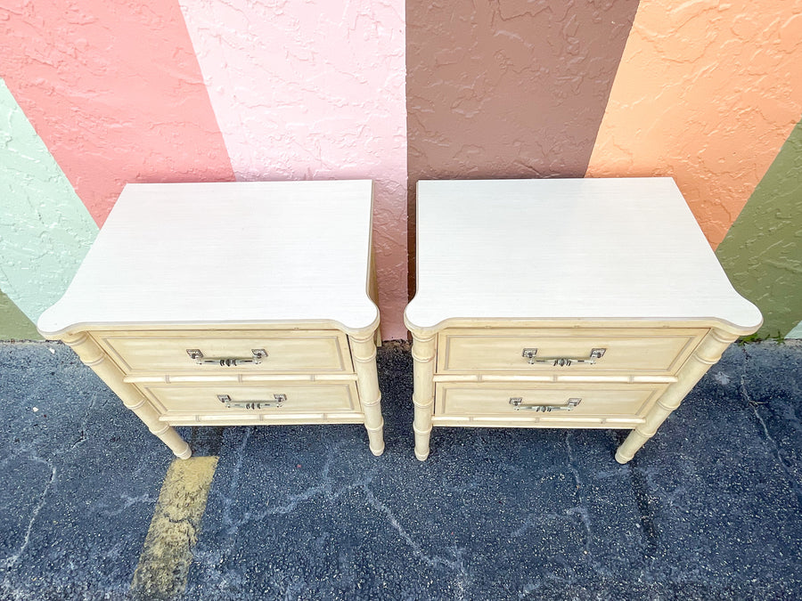 Pair of Faux Bamboo Nightstands