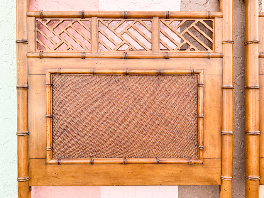 Pair of West Indies Style Faux Bamboo Headboards