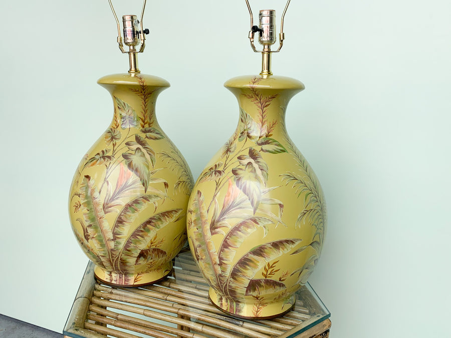 Pair of Tropical Chartreuse Lamps