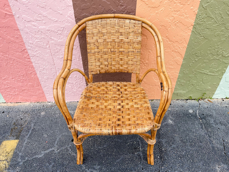 Pair of Woven Rattan Arm Chairs