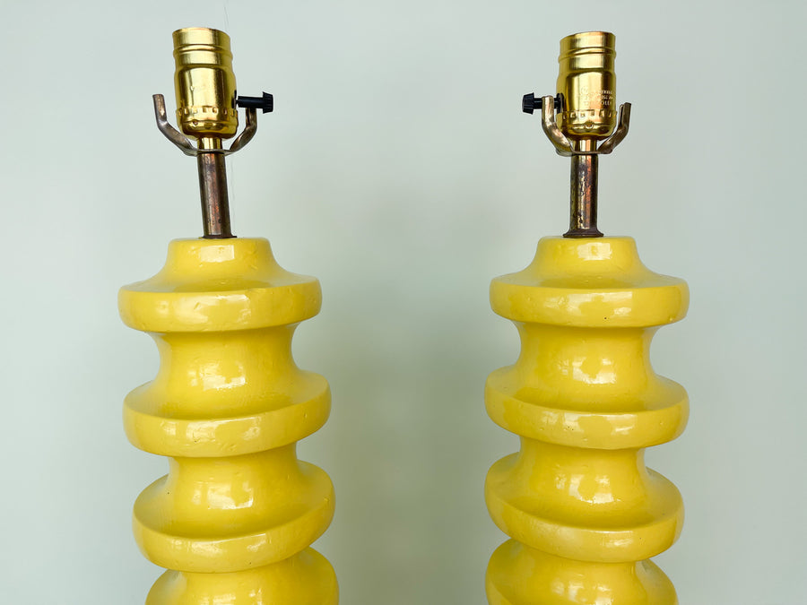 Pair of Whimsical Yellow Lamps