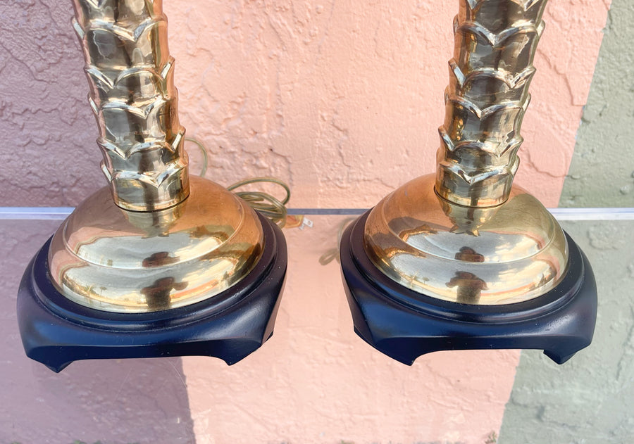 Pair of Brass Palm Tree Lamps