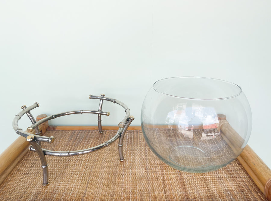 Faux Bamboo Silver Punch Bowl