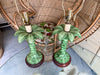 Pair of Island Chic Green Ceramic Palm Lamps