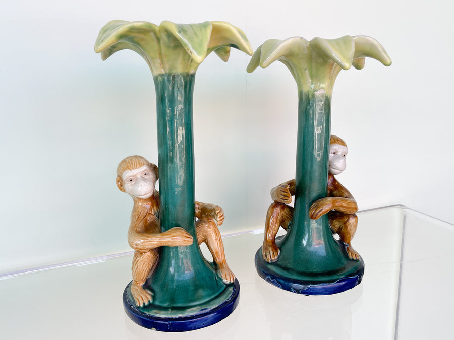 Pair of Whimsical Monkey Candlesticks