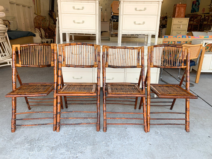 Set of Four Bamboo Folding Chairs