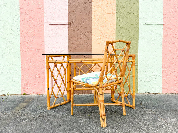 Chippendale Rattan Desk and Chair