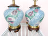 Pair of Pink and Teal Porcelain Lamps