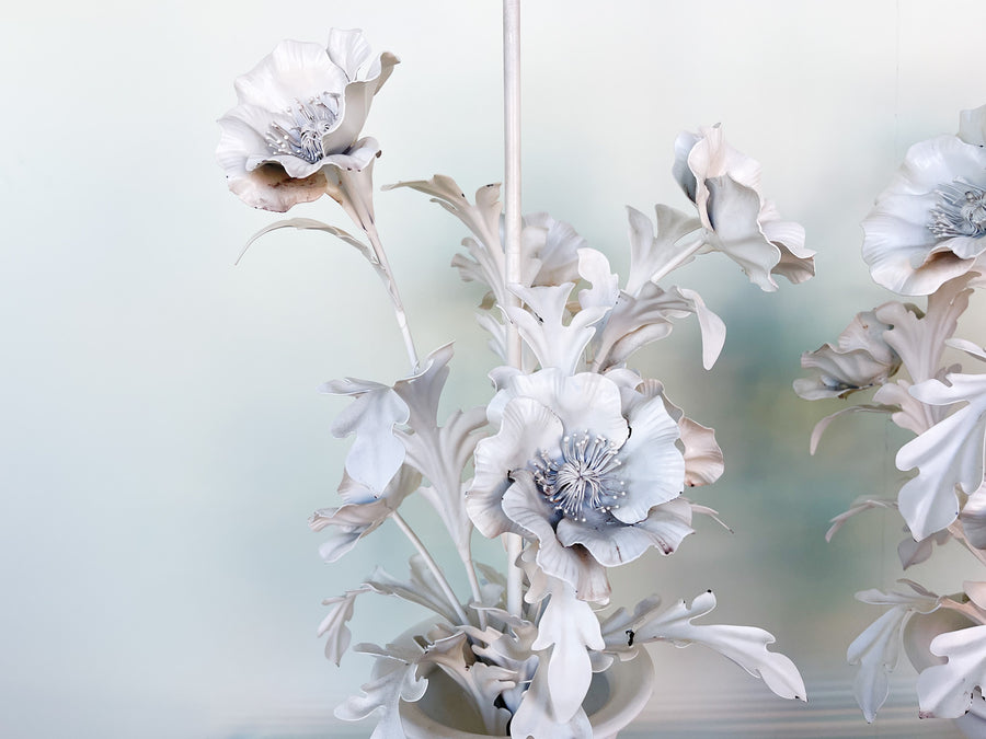 Pair of Italian Tole Flower Lamps