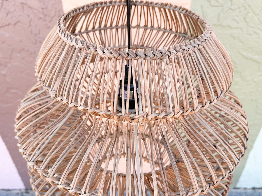 70s Chic Rattan Chandelier