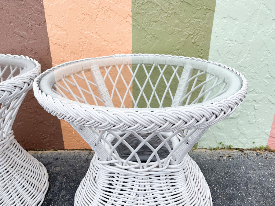 Pair of Braided Rattan Side Tables