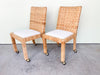 Pair of Rattan Side Chairs on Casters