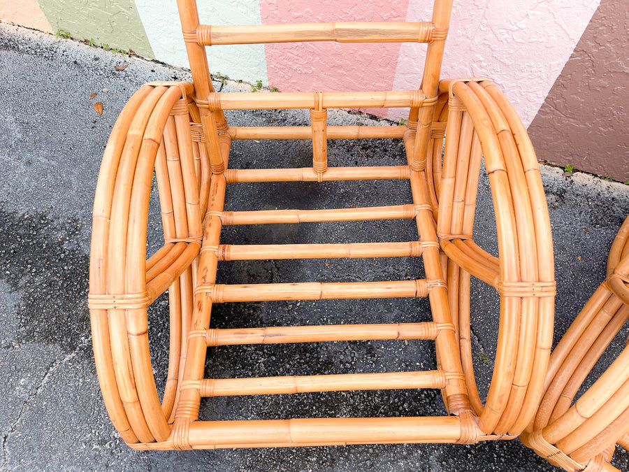 Pair of Frankl Style Rattan Pretzel Chairs