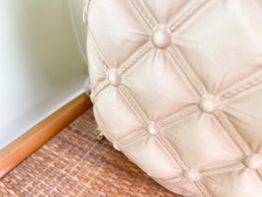 Pair of Ceramic Draper Style Quilted Lamps