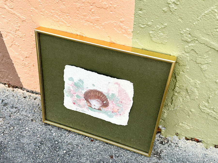 Olive Linen and Shell Art