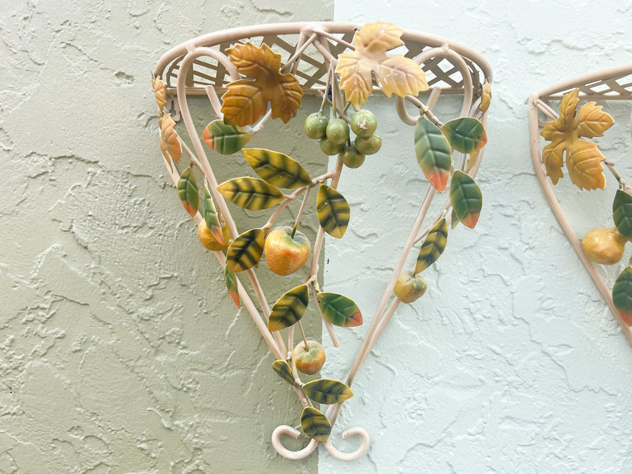 Pair of Tole Fruit Wall Shelves