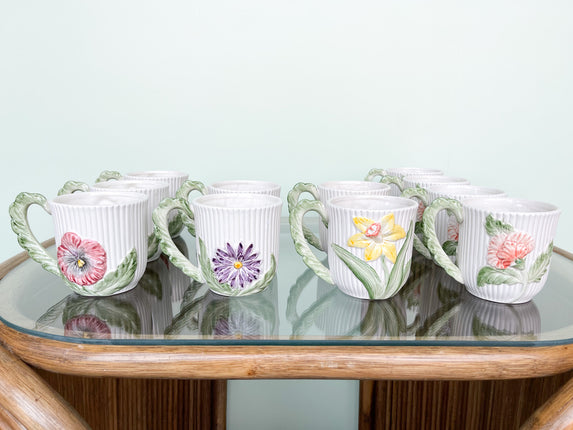 Set of Ten Fitz and Floyd Flower Mugs