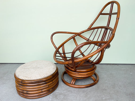 Islandy Rattan Swivel Chair and Ottoman