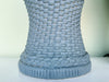 Pair of Cornflower Blue Woven Plaster Lamps