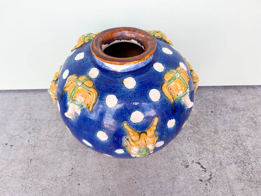 Large Polka Dot Earthenware Vase