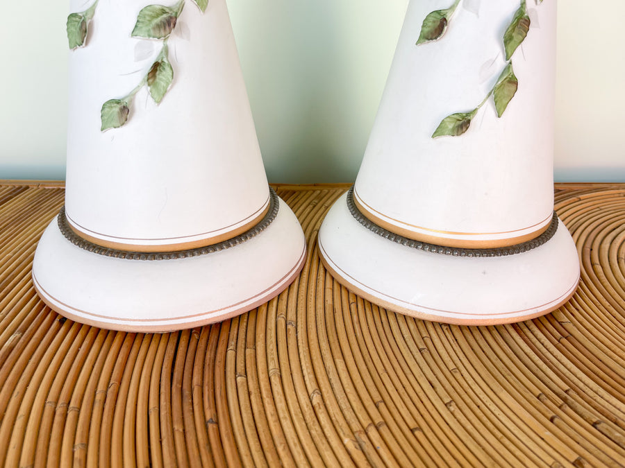Pair of Sweet Porcelain Floral Lamps