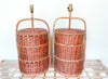 Pair of Rattan Basket Lamps