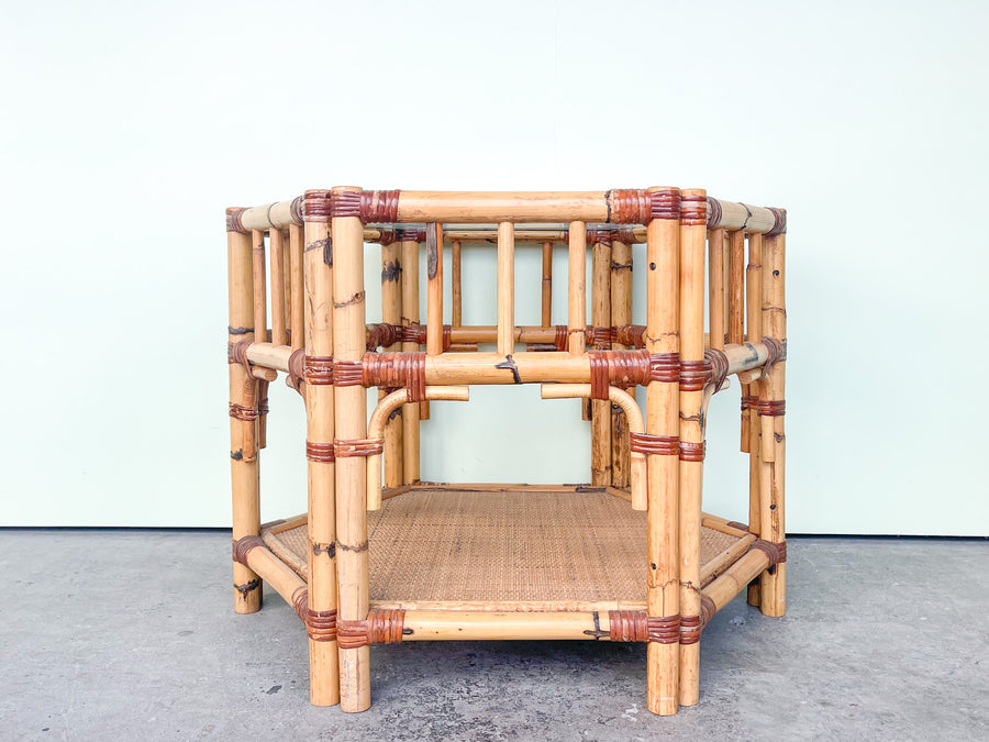 Old Florida Rattan Side Table