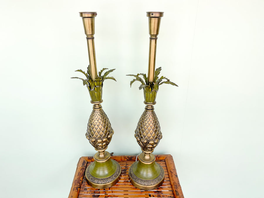 Pair of Tole Pineapple Lamps