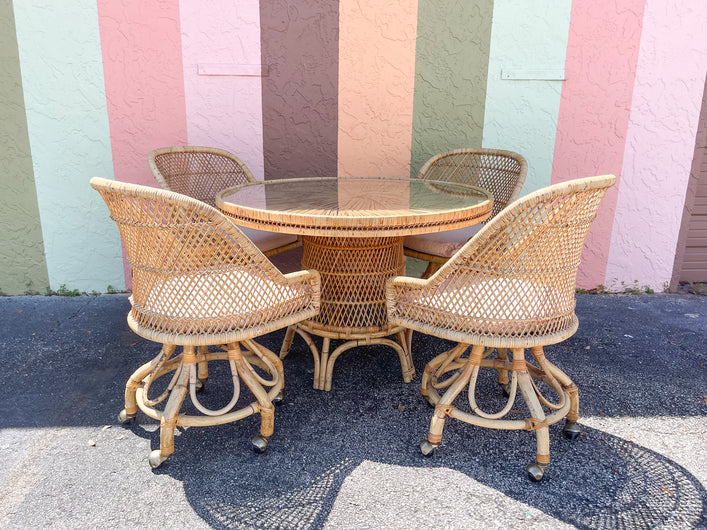 Island Style Buri Rattan Table and Chairs