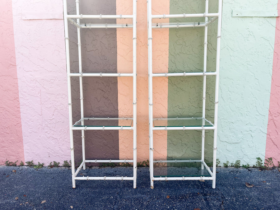 Pair of Faux Bamboo Metal Etageres