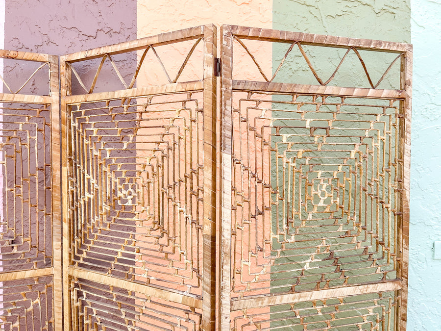 Buri Rattan Geometric Screen