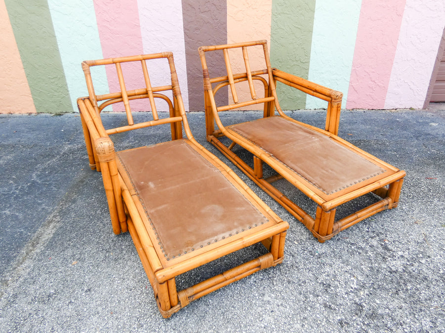 Two Part Ficks Reed Rattan Chaise