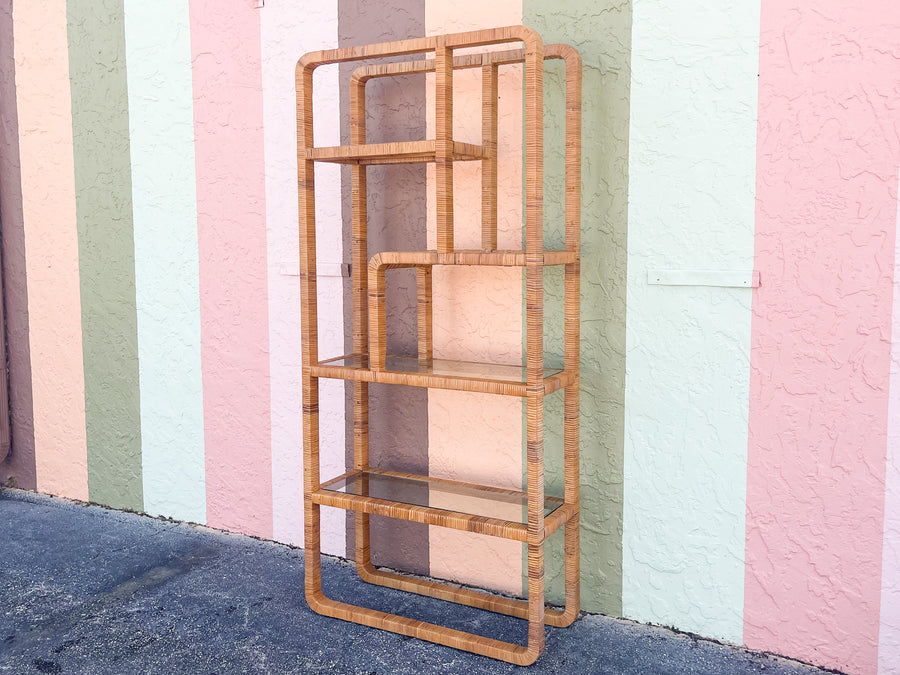 Coastal Chic Rattan Wrapped Etagere