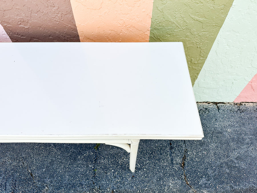 Painted Rattan Flip Top Console
