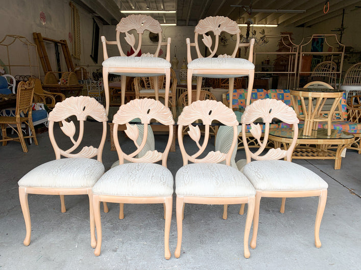 Set of Six Italian Frond Back Dining Chairs