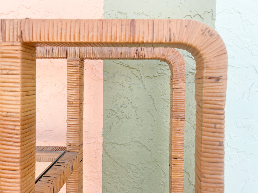 Coastal Chic Rattan Wrapped Etagere