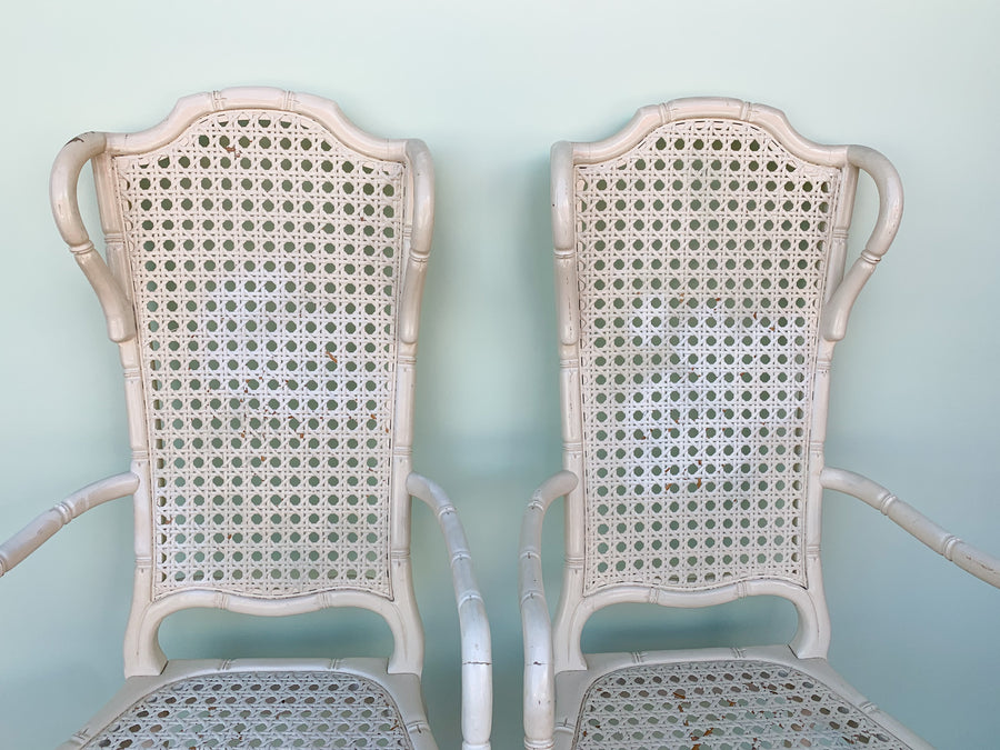 Pair of Faux Bamboo and Cane Arm Chairs