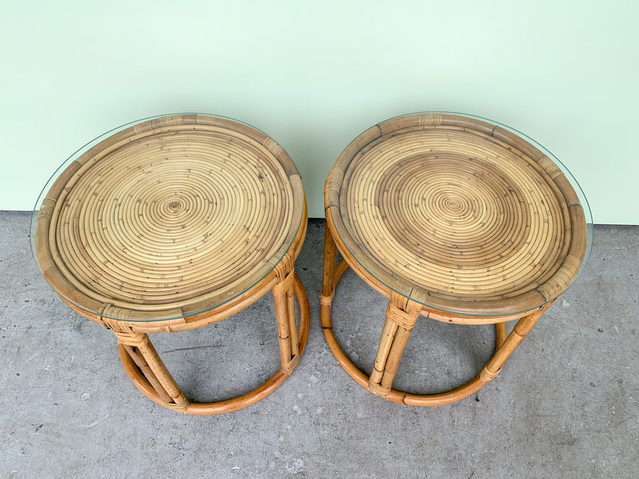 Pair of Island Style Drum Cocktail Tables