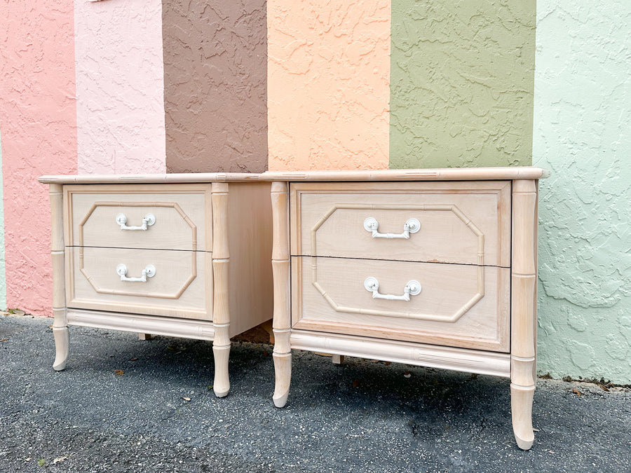 Pair of Faux Bamboo Nightstands