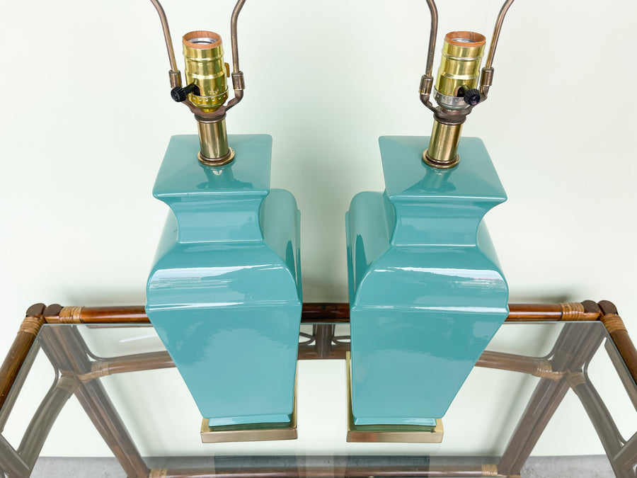 Pair of Ocean Teal Lamps